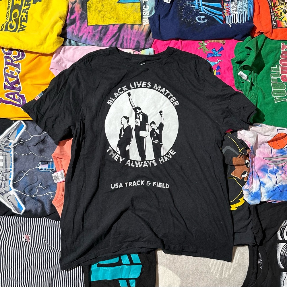 Nike OLYMPIC Track & Field BLM Men's T Shirt BLACK  sz XL TRACKTOWN